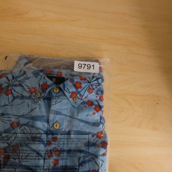 Roark Revival Shirt Mens Medium Blue Floral Retro Button Up Pocket Short Sleeve - Picture 9 of 9